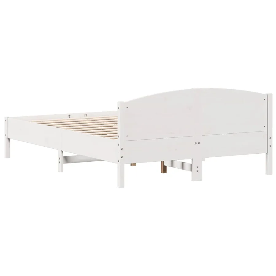 Cadre de lit avec tête de lit blanc 150x200 cm bois pin massif - 6