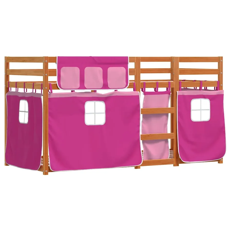 Lit superposé sans matelas rose 80x200 cm bois de pin massif - 3