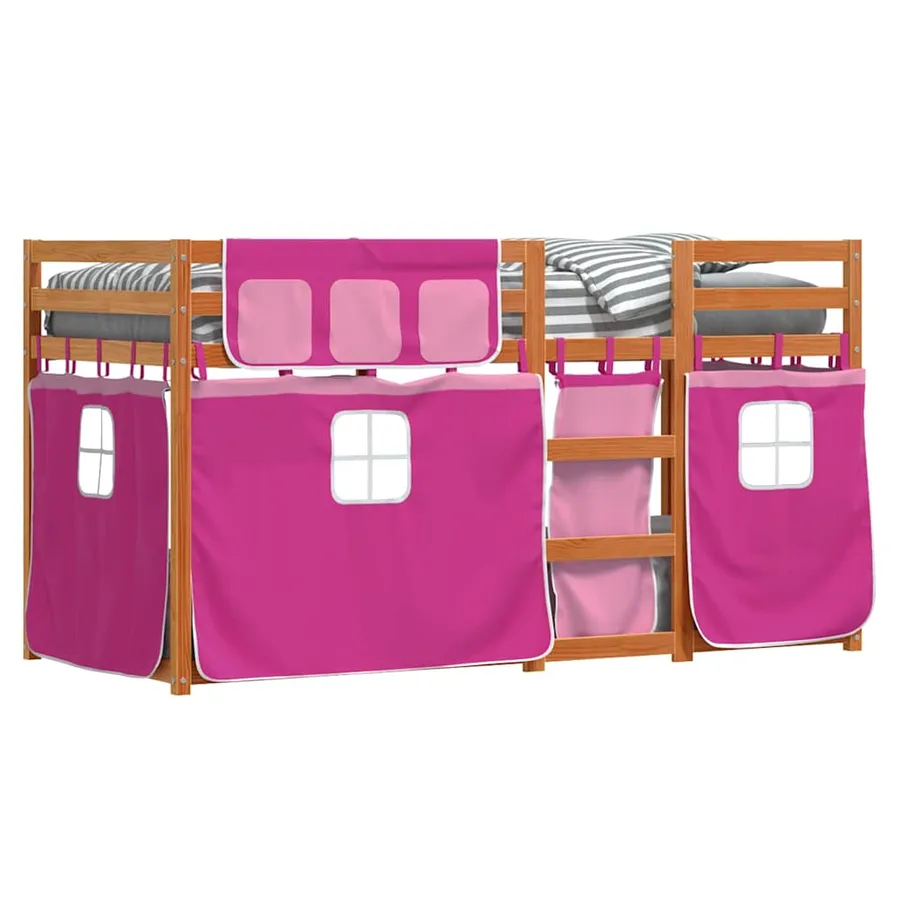 Lit superposé sans matelas rose 80x200 cm bois de pin massif - 4