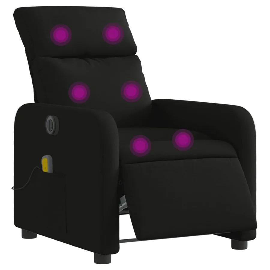 Fauteuil de massage inclinable électrique Noir Tissu - 3