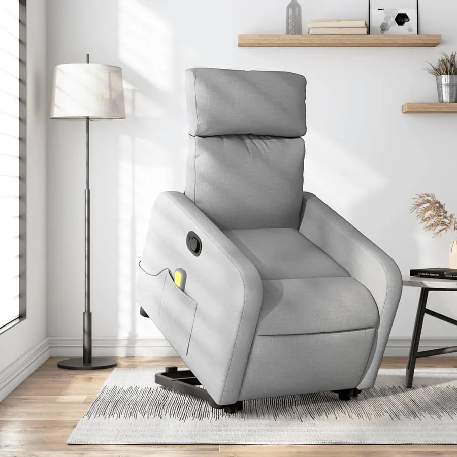 Fauteuil de massage inclinable Gris clair Tissu - 16