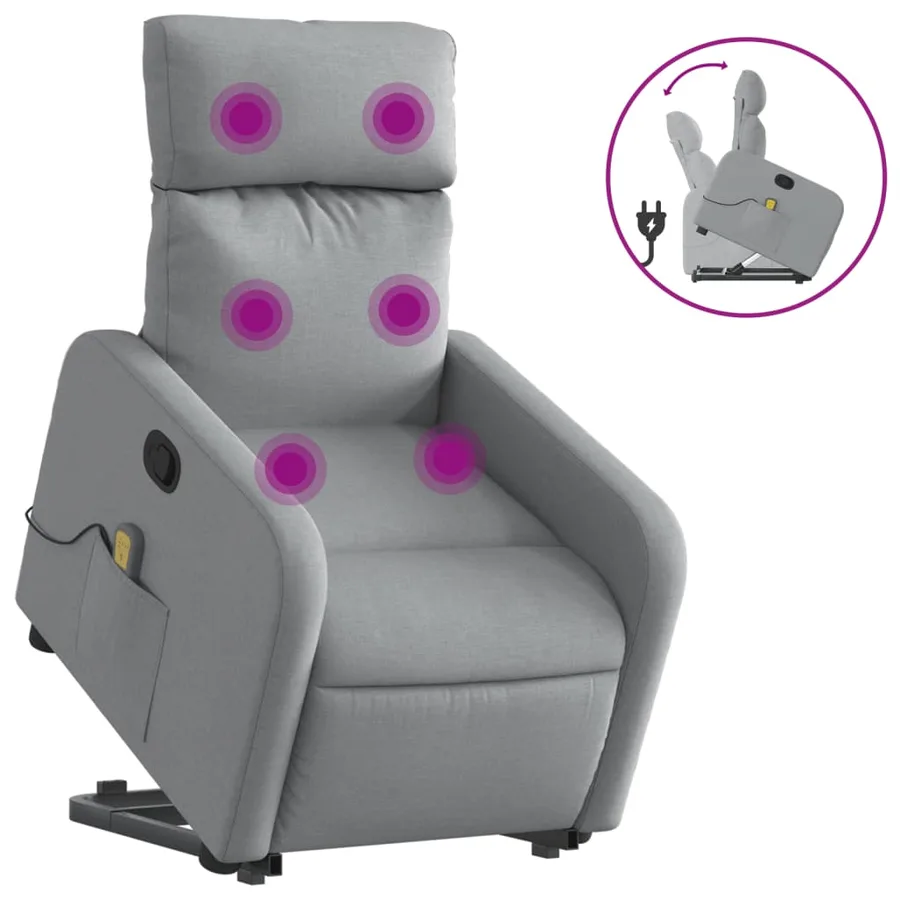 Fauteuil de massage inclinable Gris clair Tissu - 2