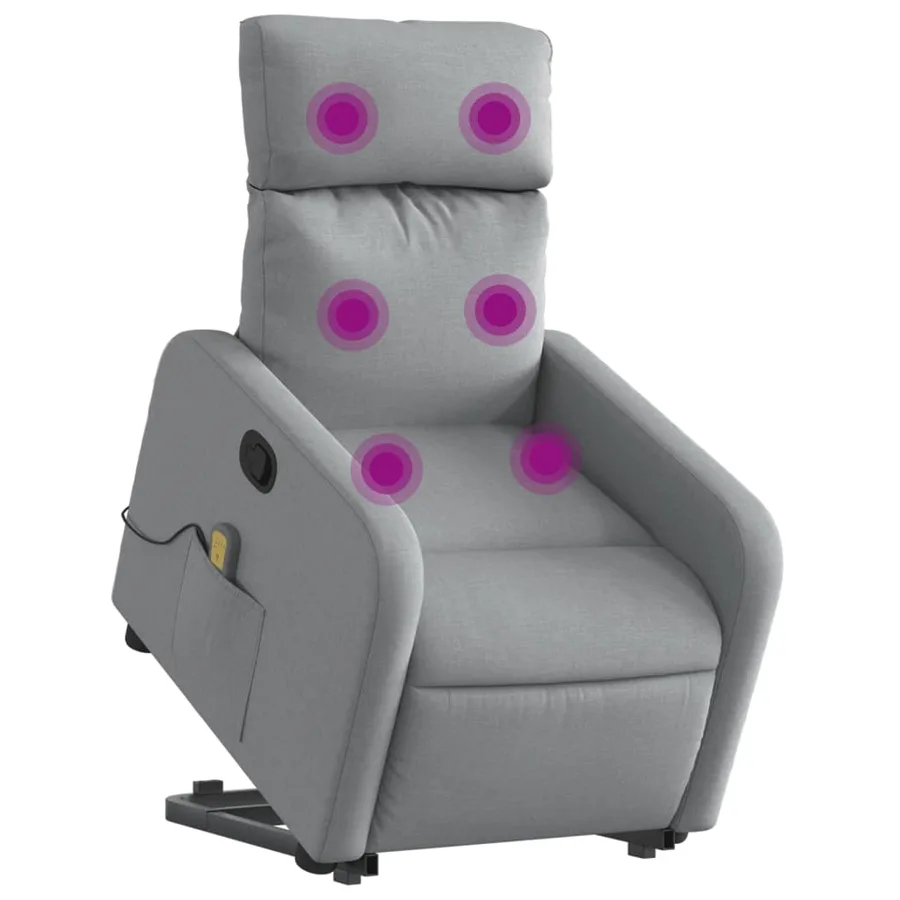 Fauteuil de massage inclinable Gris clair Tissu - 3