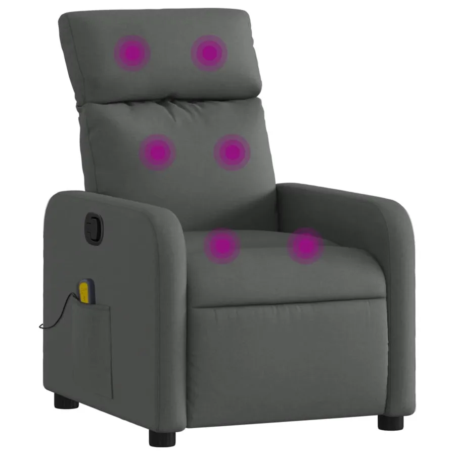 Fauteuil inclinable de massage en tissu gris foncé - 2
