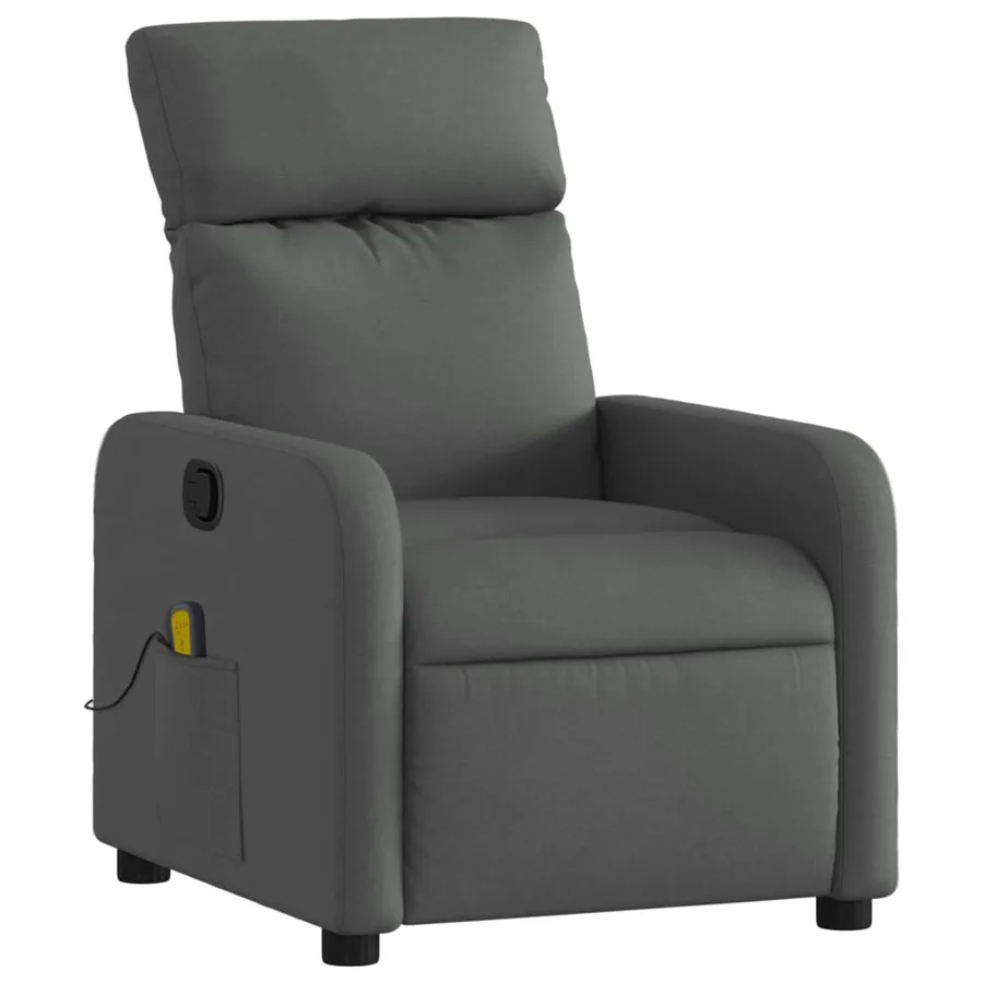 Fauteuil inclinable de massage en tissu gris foncé - 3