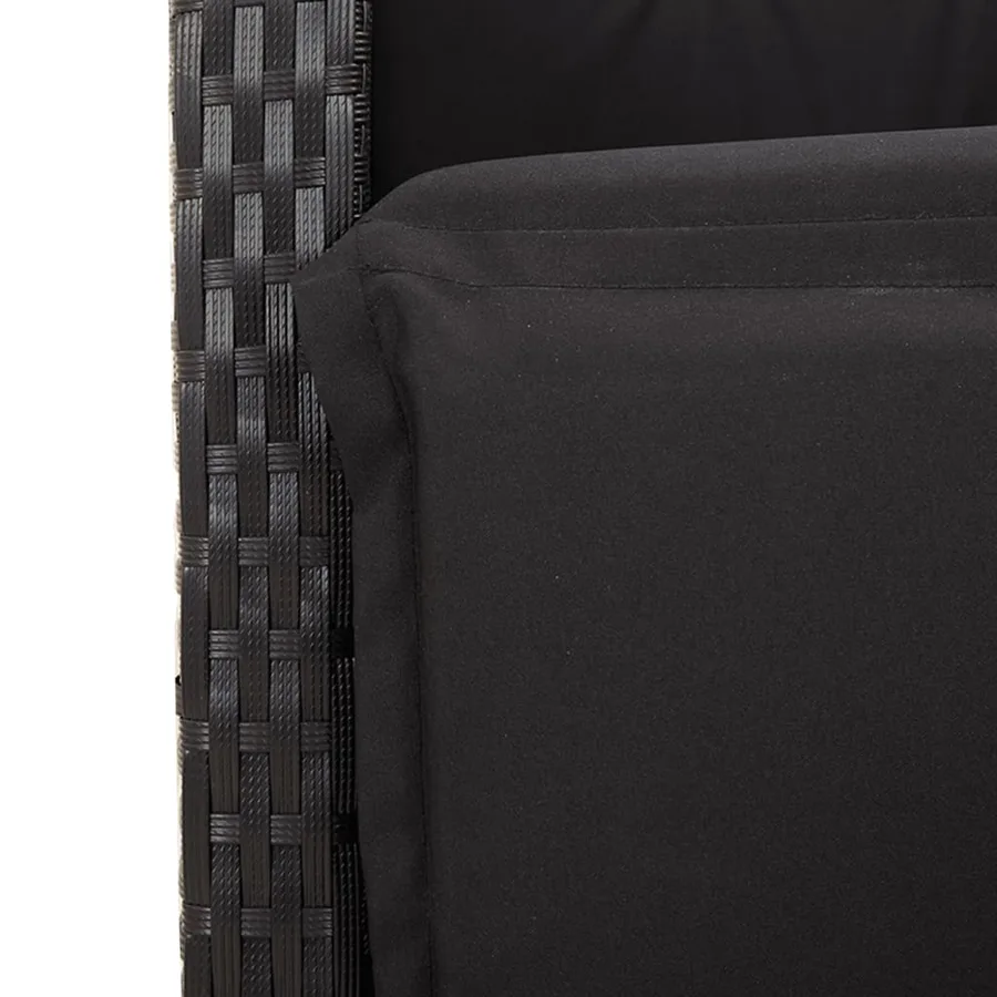 Ensemble à manger de jardin avec coussins 3 pcs Noir - 6