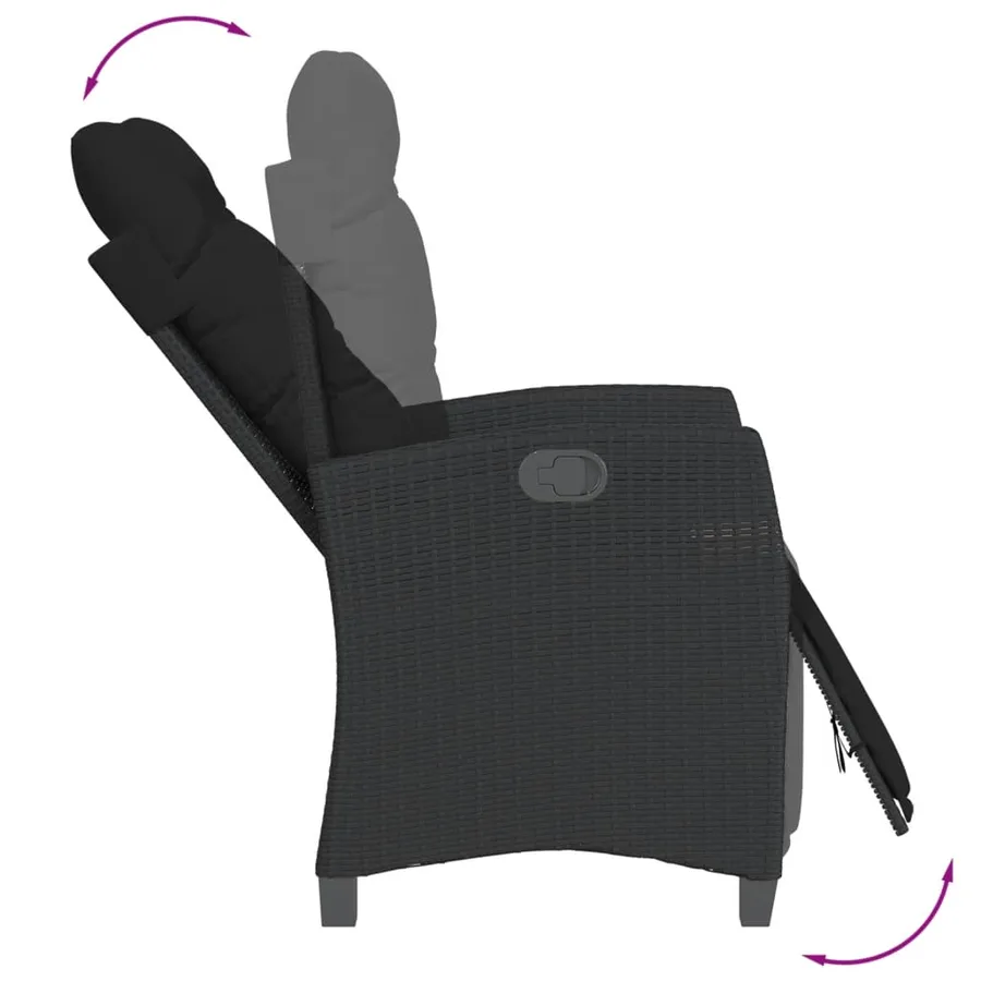 Ensemble à manger de jardin coussins 5pcs Noir Résine tressée - 4
