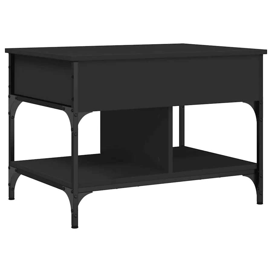 Table basse noir 70x50x50 cm bois d'ingénierie et métal - 2