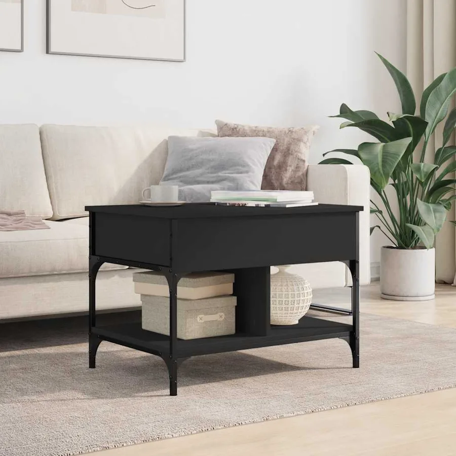 Table basse noir 70x50x50 cm bois d'ingénierie et métal - 3