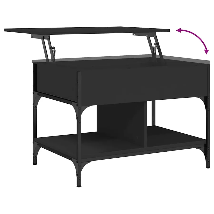Table basse noir 70x50x50 cm bois d'ingénierie et métal - 8