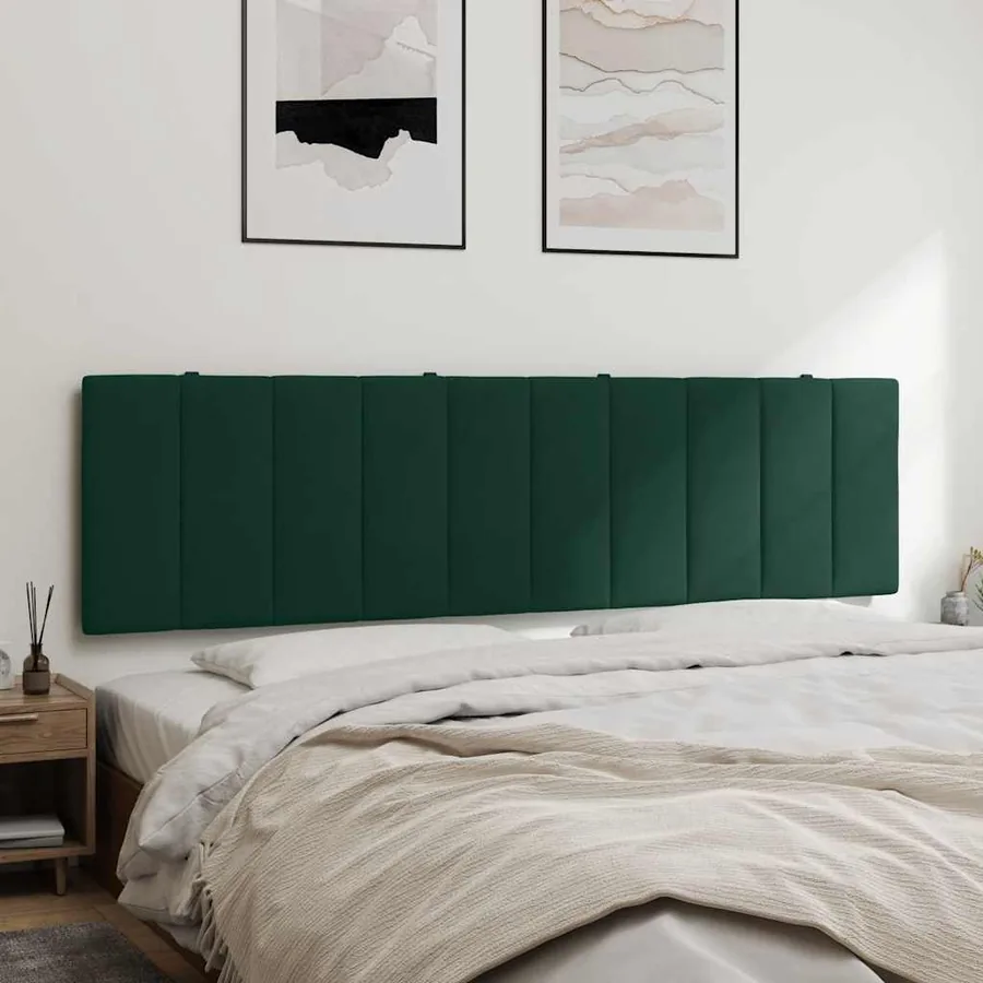 Coussin de tête de lit Hanko vert foncé 180 cm velours