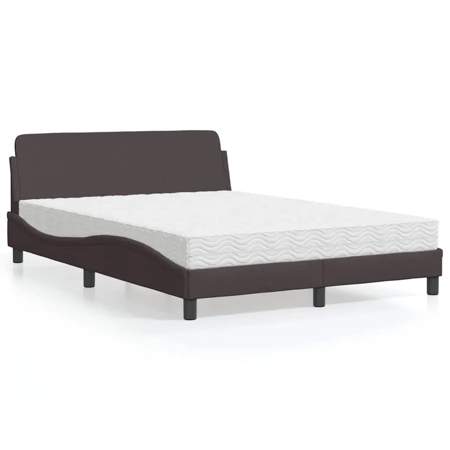 Lit avec matelas Dover marron foncé 120x200 cm tissu