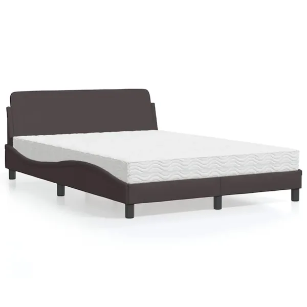 Lit avec matelas Dover marron foncé 120x200 cm tissu
