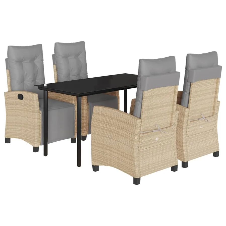 Ensemble à manger de jardin coussins 5 pcs mélange beige rotin - 2