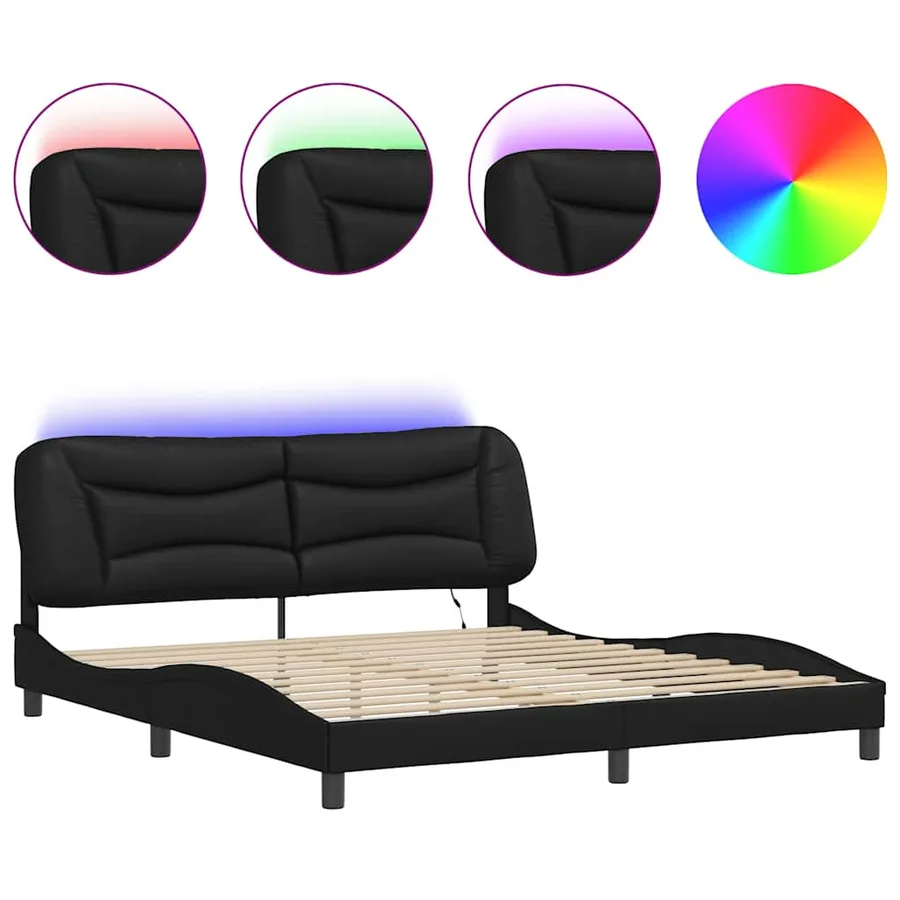 Cadre de lit avec LED sans matelas Hvar noir 180x200 cm - 2