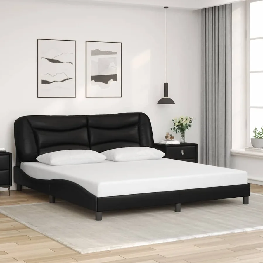 Cadre de lit avec LED sans matelas Hvar noir 180x200 cm - 4