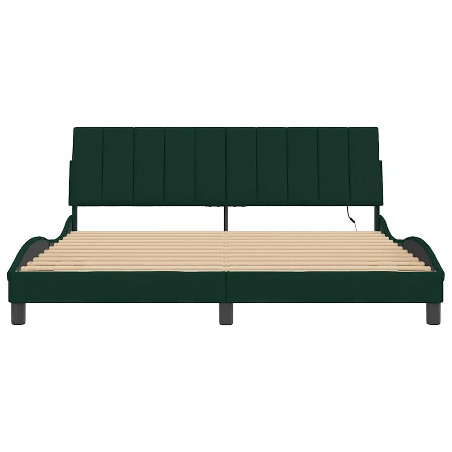 Cadre de lit avec LED sans matelas Hanko vert foncé 180x200 cm velours - 6