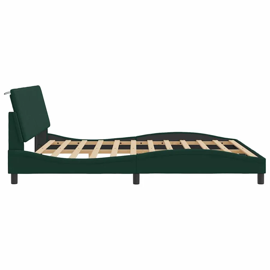 Cadre de lit avec LED sans matelas Hanko vert foncé 180x200 cm velours - 7