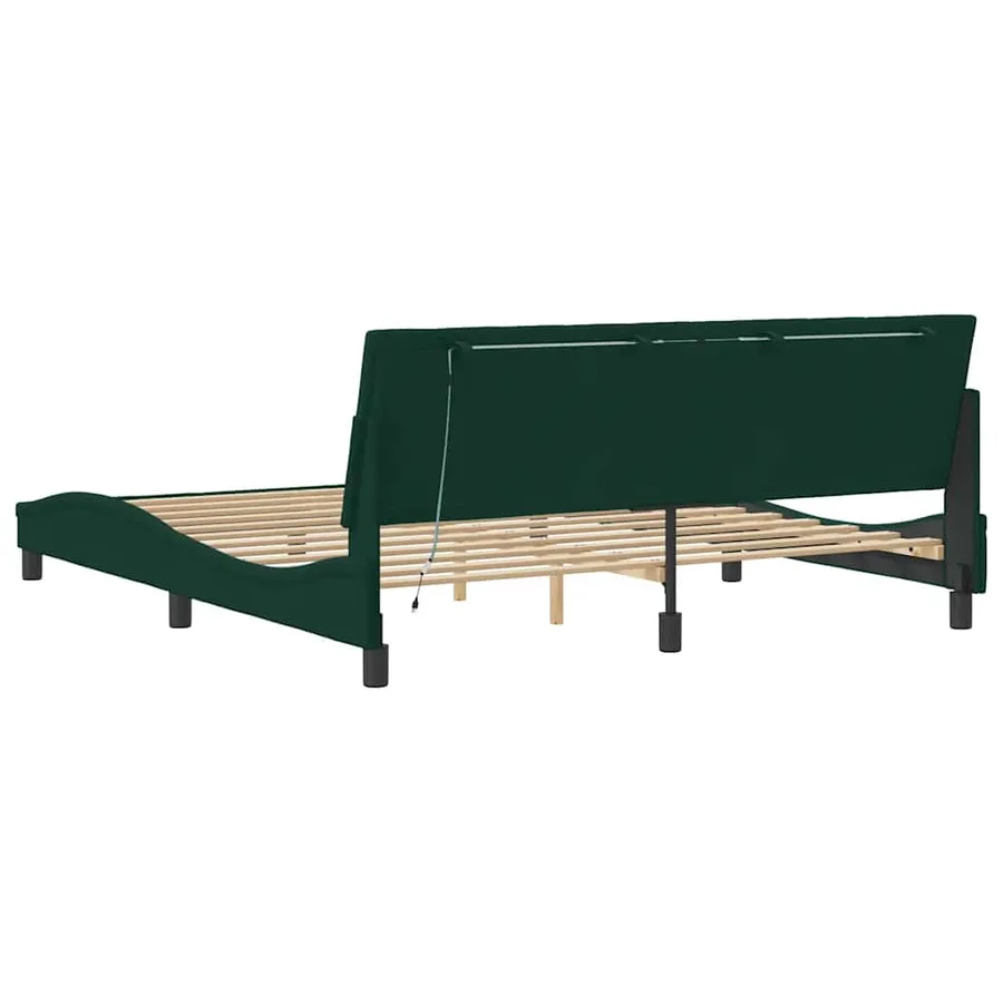 Cadre de lit avec LED sans matelas Hanko vert foncé 180x200 cm velours - 8
