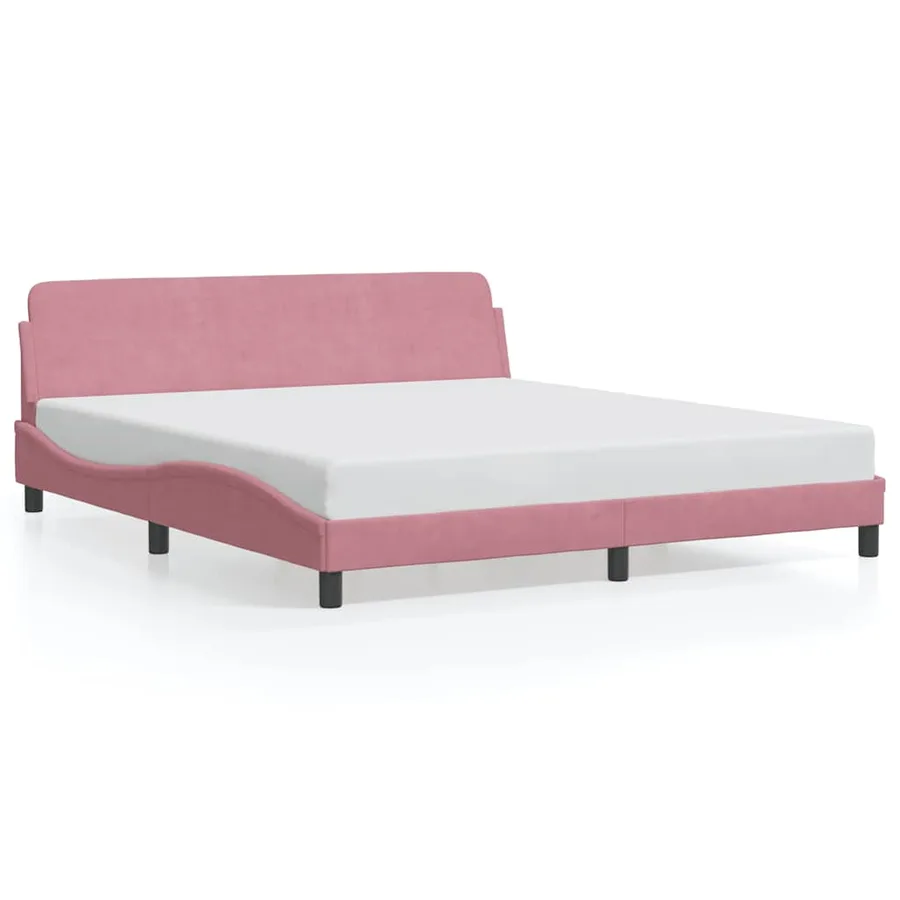 Cadre de lit avec tête de lit Dover rose 180x200cm velours - 2