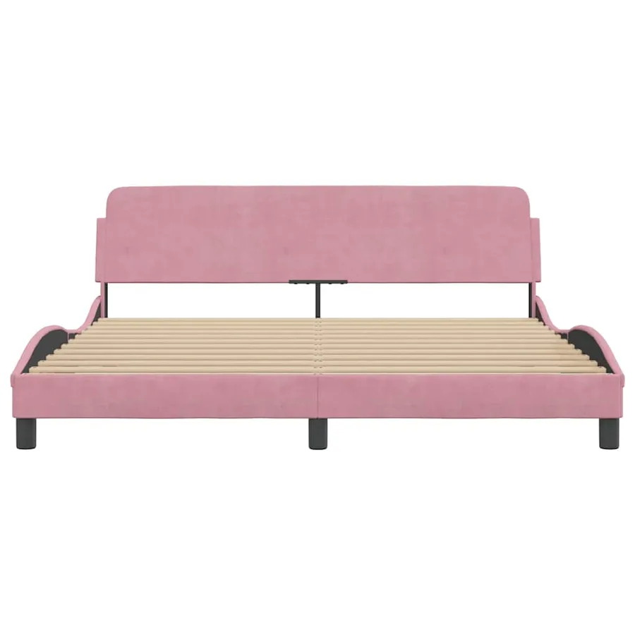Cadre de lit avec tête de lit Dover rose 180x200cm velours - 4