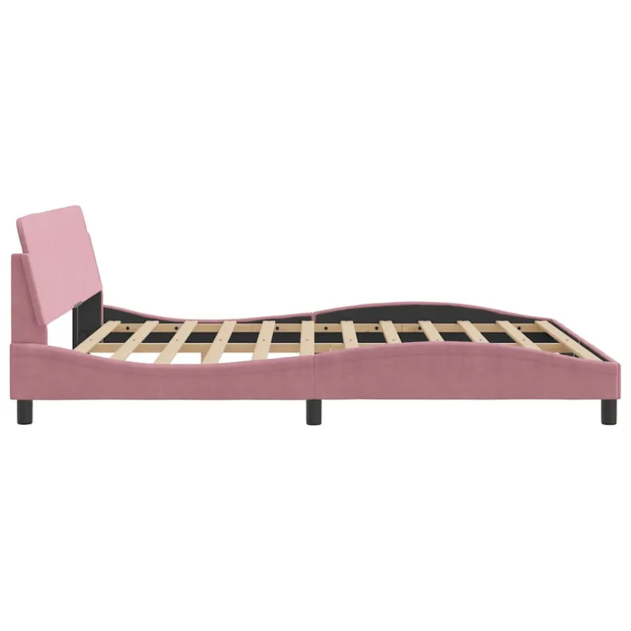 Cadre de lit avec tête de lit Dover rose 180x200cm velours - 5