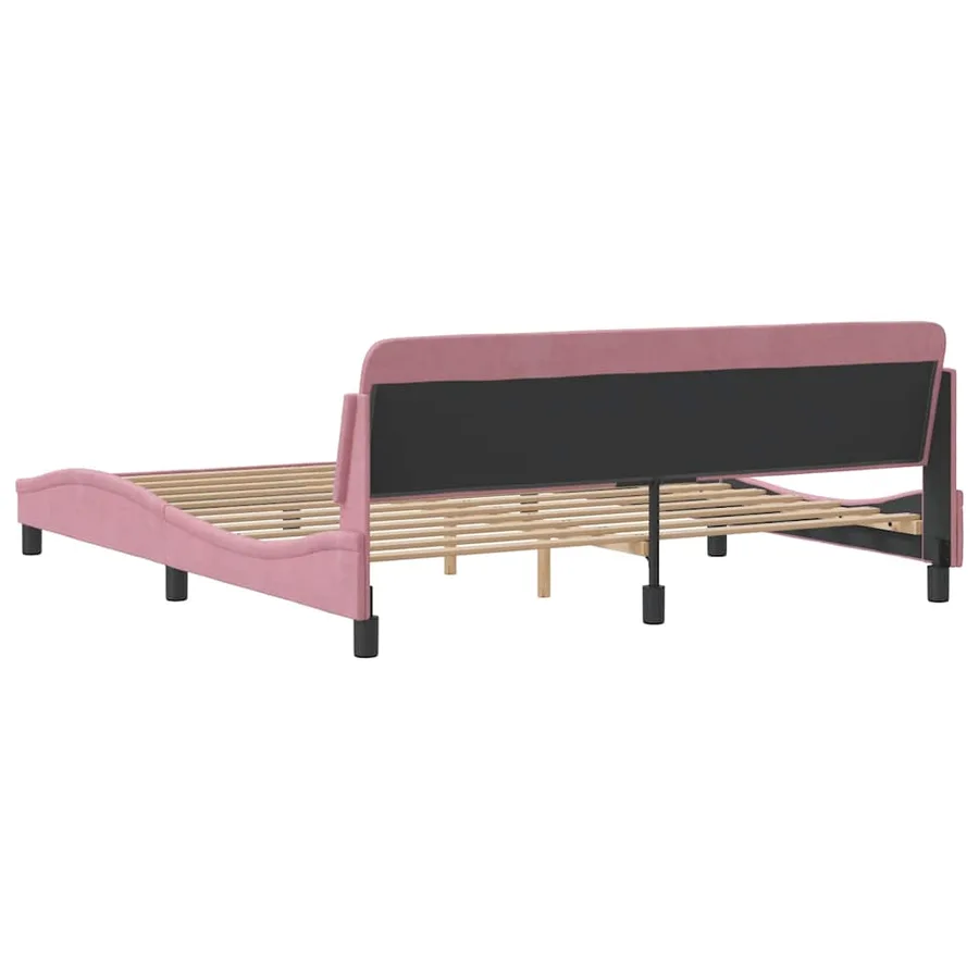 Cadre de lit avec tête de lit Dover rose 180x200cm velours - 6