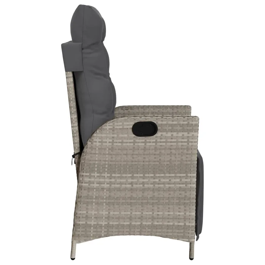 Chaise inclinable de jardin et repose-pied mélange beige rotin - 17