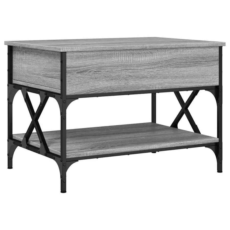 Table basse sonoma gris 70x50x50 cm bois d'ingénierie et métal - 2