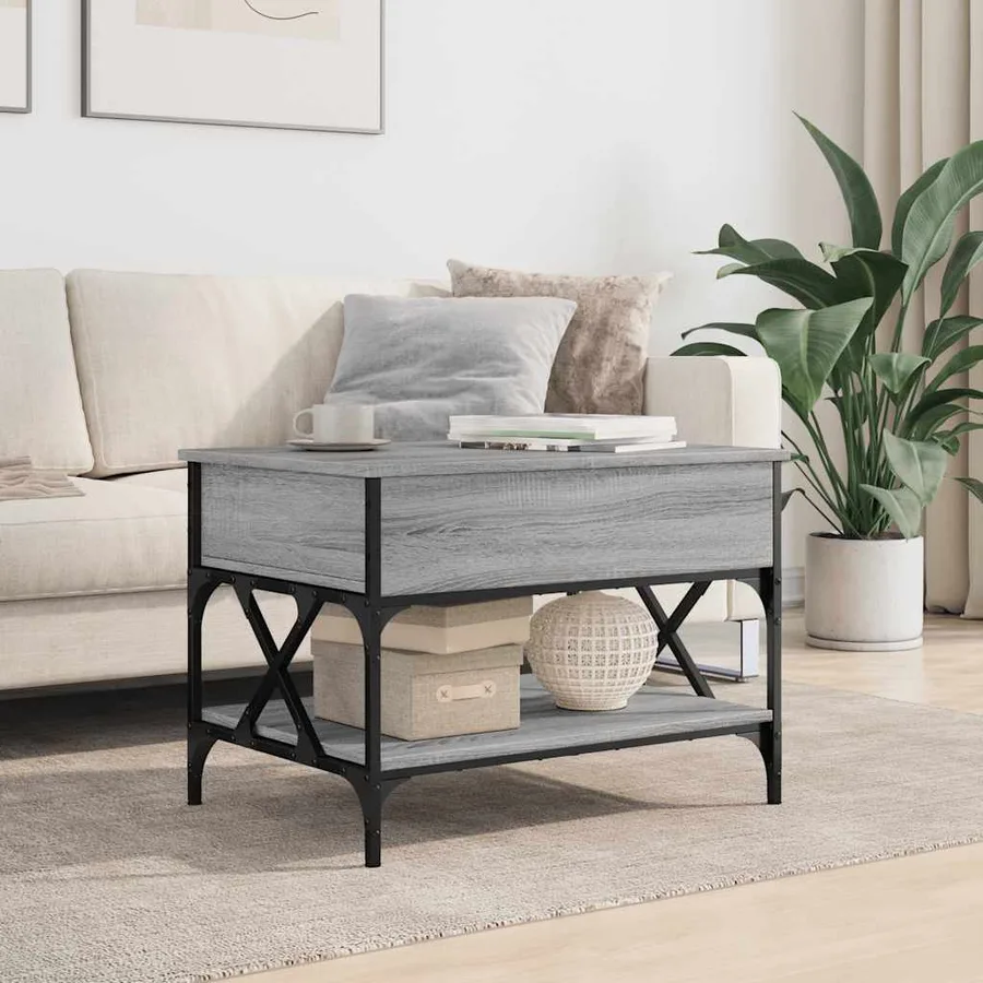 Table basse sonoma gris 70x50x50 cm bois d'ingénierie et métal - 3