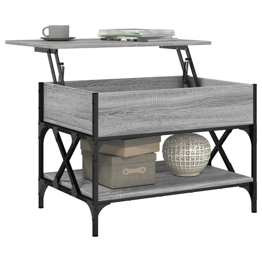 Table basse sonoma gris 70x50x50 cm bois d'ingénierie et métal - 4