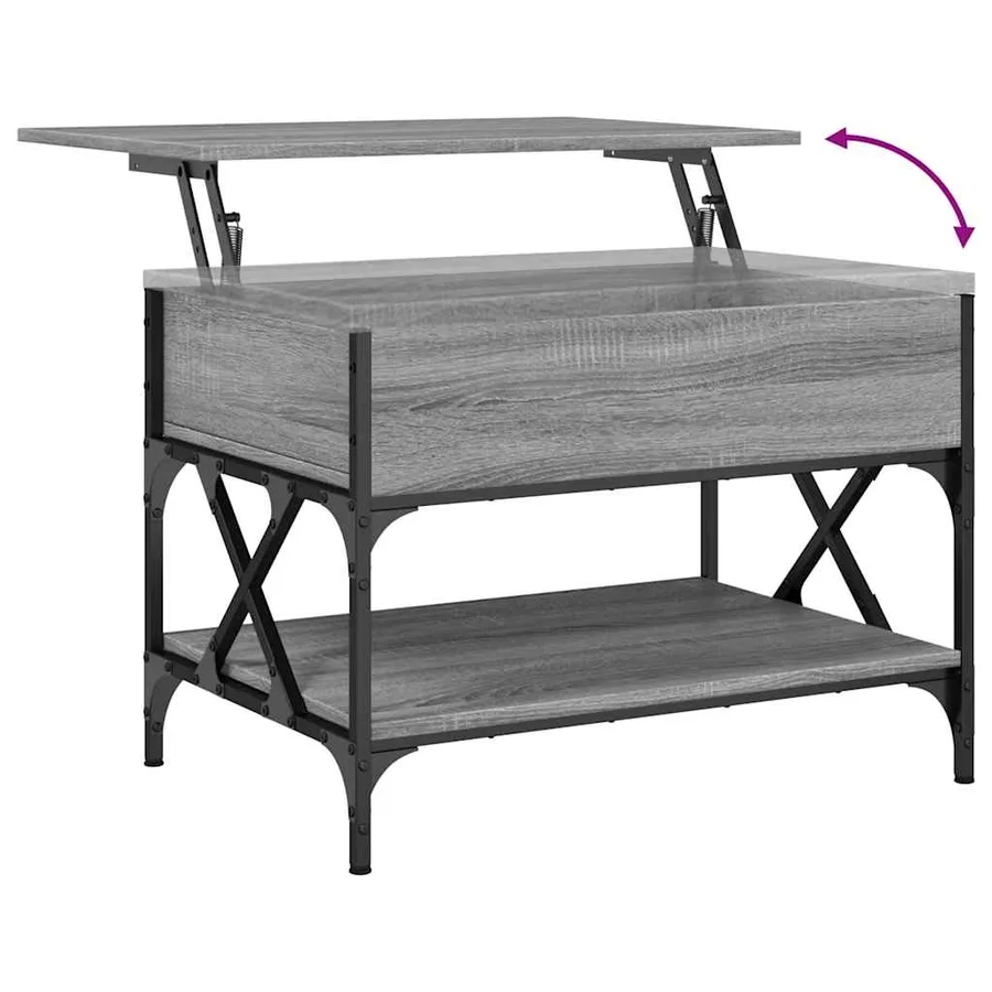 Table basse sonoma gris 70x50x50 cm bois d'ingénierie et métal - 8