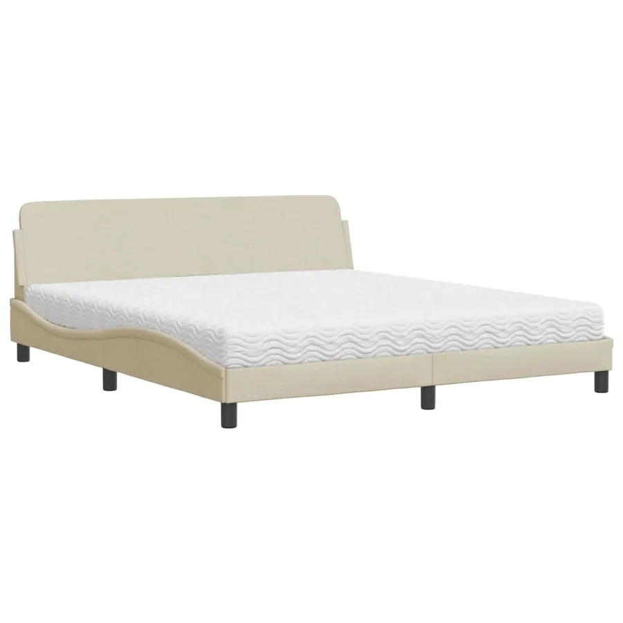 Lit avec matelas Dover crème 180x200 cm tissu - 2
