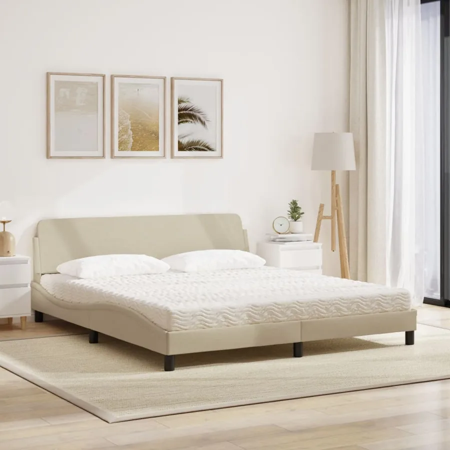 Lit avec matelas Dover crème 180x200 cm tissu - 3