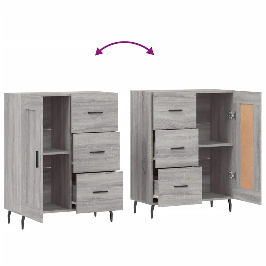 Buffet sonoma gris 69,5x34x90 cm bois d'ingénierie - 9