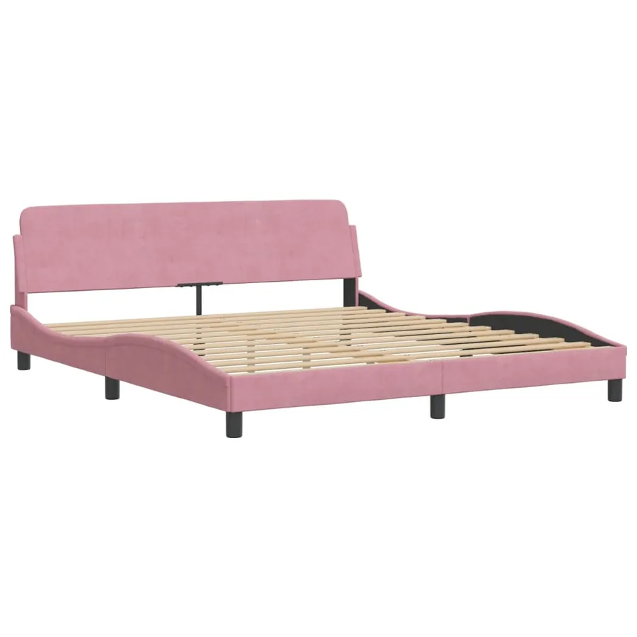 Lit avec matelas Dover rose 180x200 cm velours - 4