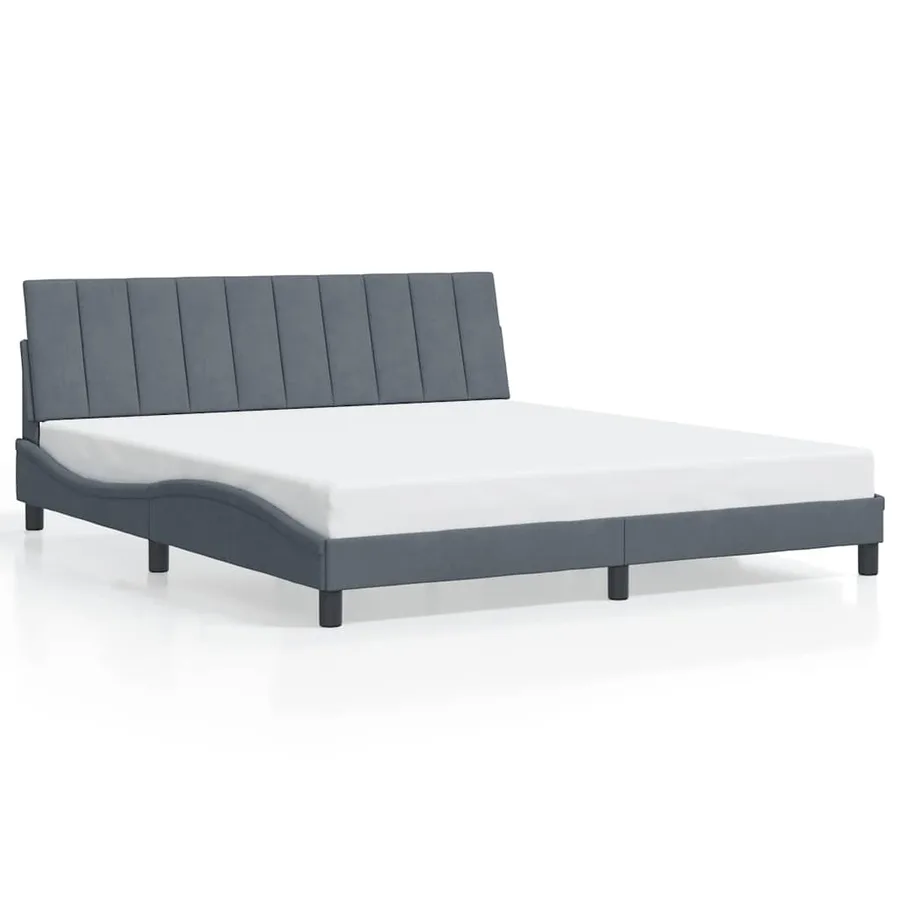 Cadre de lit sans matelas Hanko gris foncé 180x200 cm velours - 2