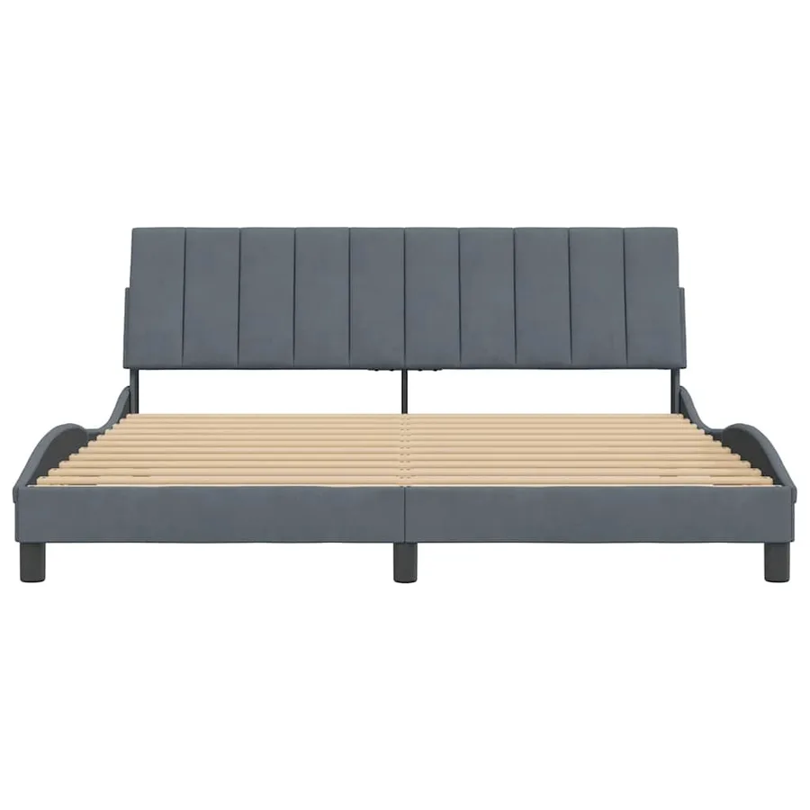 Cadre de lit sans matelas Hanko gris foncé 180x200 cm velours - 5