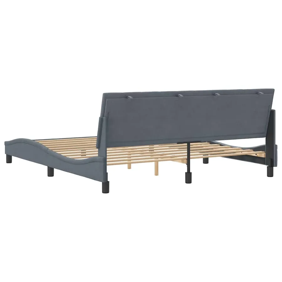 Cadre de lit sans matelas Hanko gris foncé 180x200 cm velours - 7