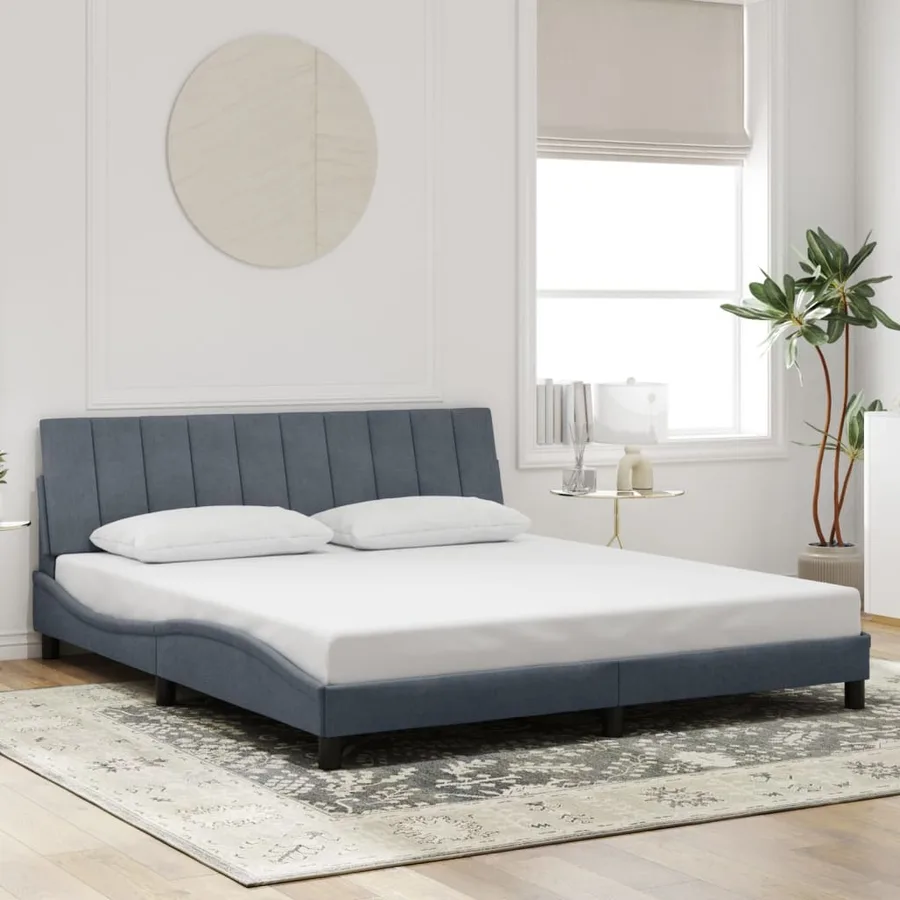Cadre de lit avec LED sans matelas Hanko gris foncé 180x200cm velours - 4