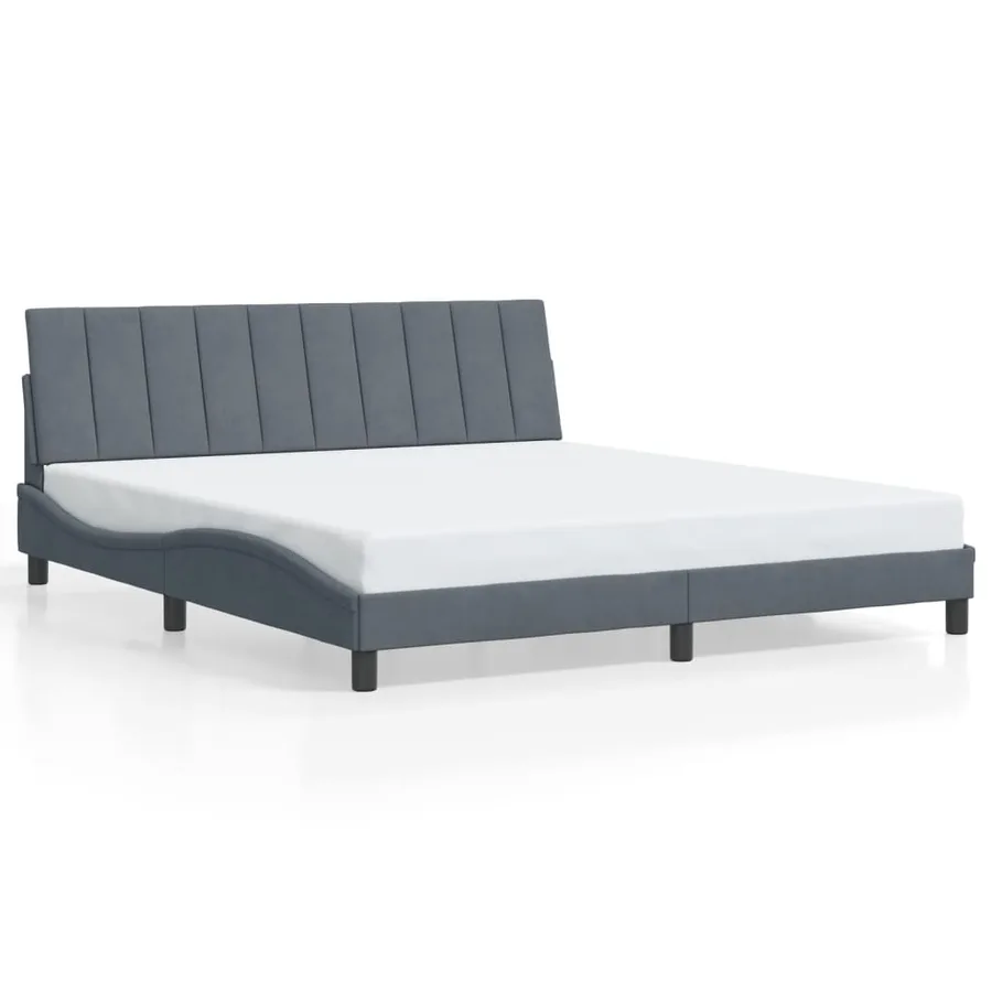 Cadre de lit avec LED sans matelas Hanko gris foncé 180x200cm velours - 5