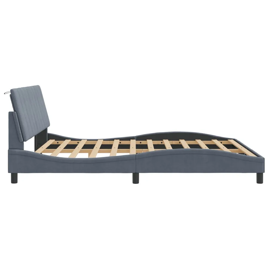 Cadre de lit avec LED sans matelas Hanko gris foncé 180x200cm velours - 7