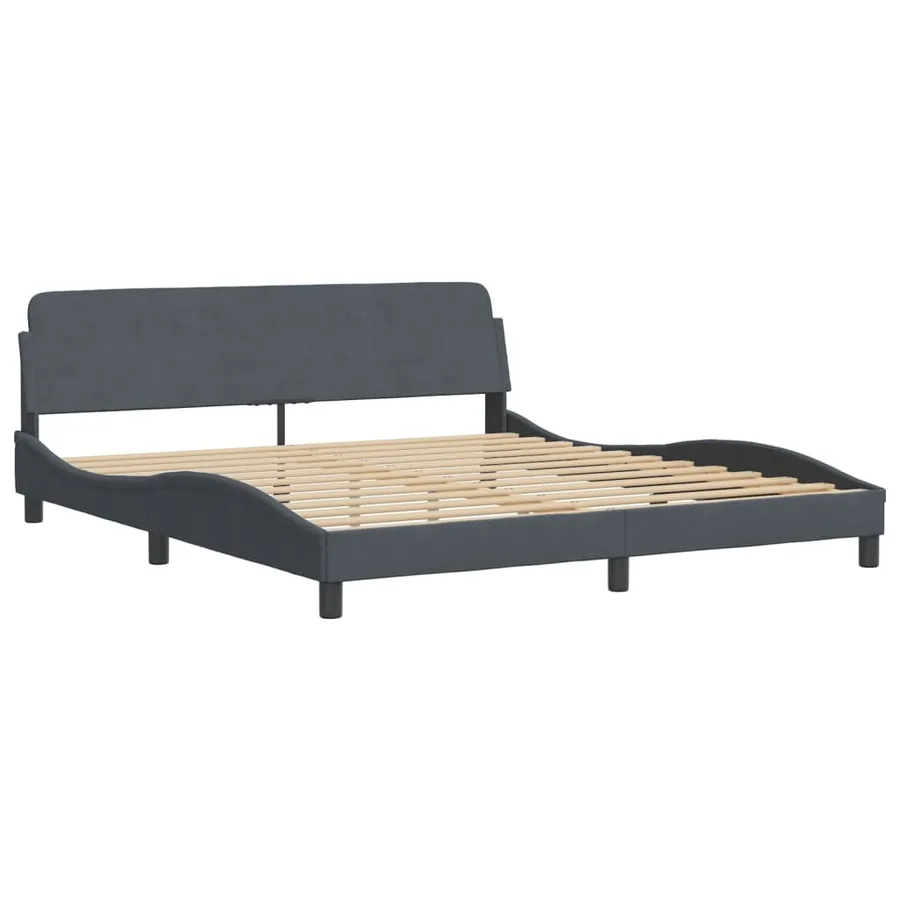 Cadre de lit avec LED sans matelas Hanko gris foncé 180x200cm velours - 9