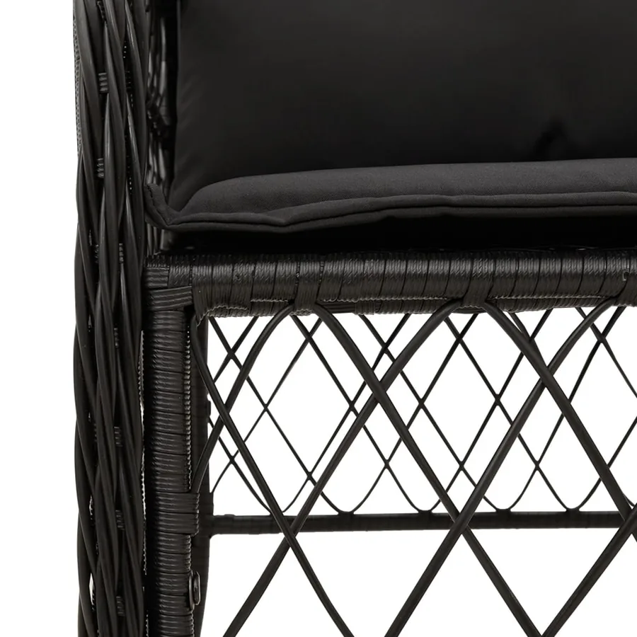 Ensemble de bistro 3 pcs avec coussins noir résine tressée - 5