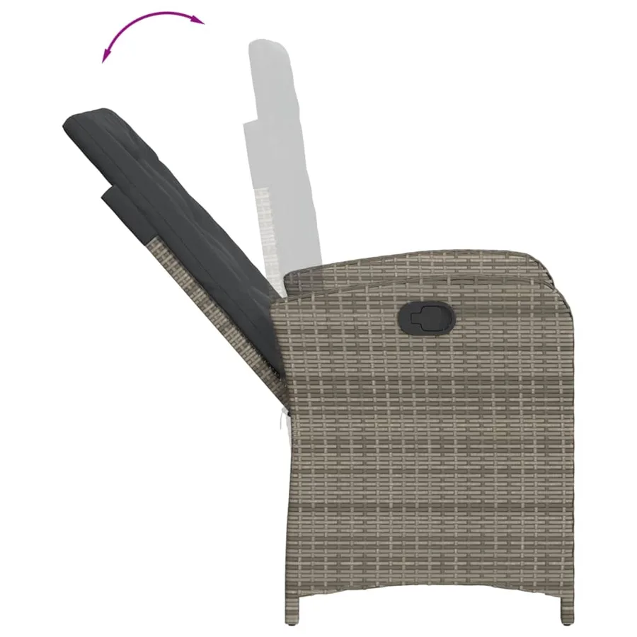 Ensemble à manger de jardin et coussins 7 pcs gris rotin - 5