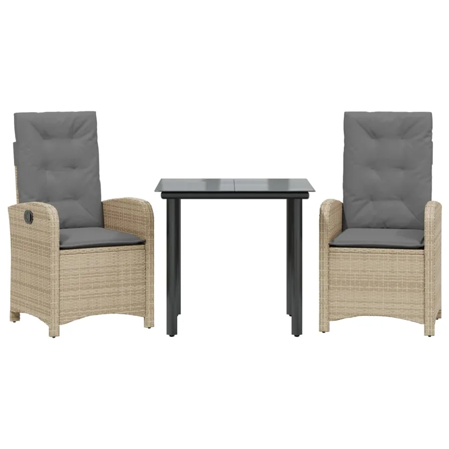 Ensemble à manger de jardin et coussins 3 pcs mélange beige - 2