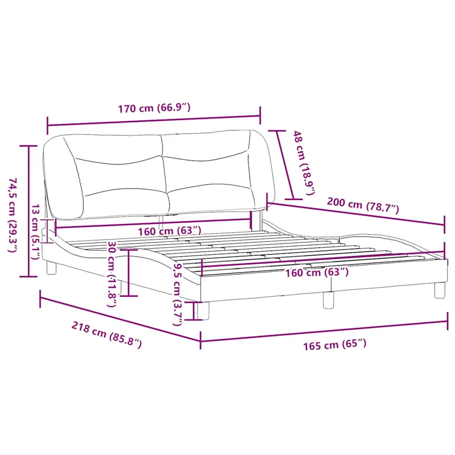Cadre de lit sans matelas Hvar bleu 160x200 cm tissu - 12