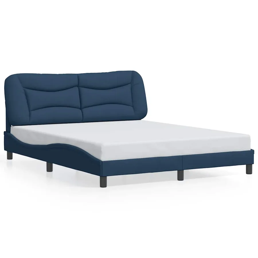 Cadre de lit sans matelas Hvar bleu 160x200 cm tissu - 2
