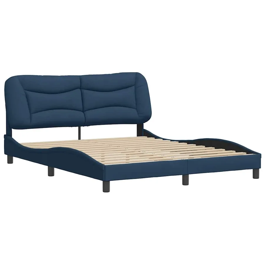 Cadre de lit sans matelas Hvar bleu 160x200 cm tissu - 3