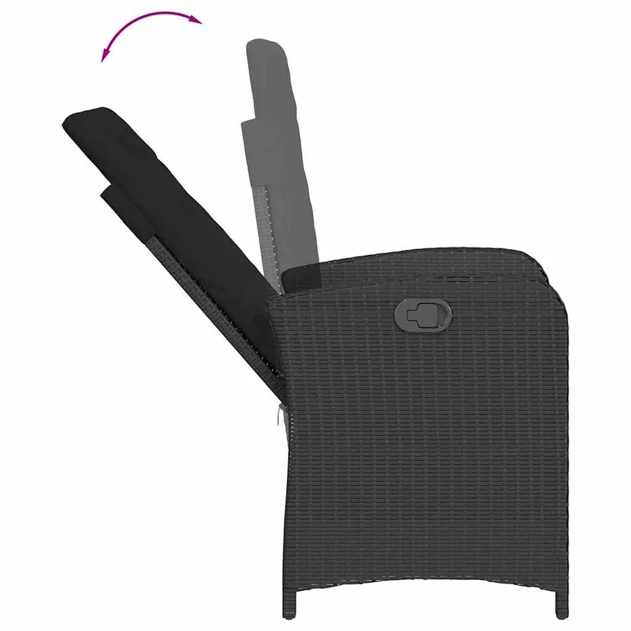 Ensemble à manger de jardin avec coussins 3 pcs Noir - 5